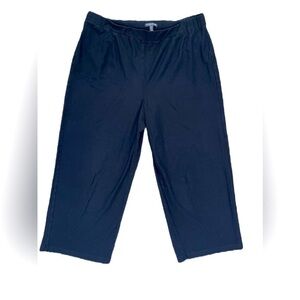 EILEEN fisher pull on black stretchy wide leg cropped/capri pants